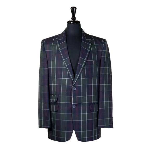 Chiragh Apparel Other - Mens Blazer Green Blue Red Tartan Plaid Formal Jacket Wedding Sport Coat 44R